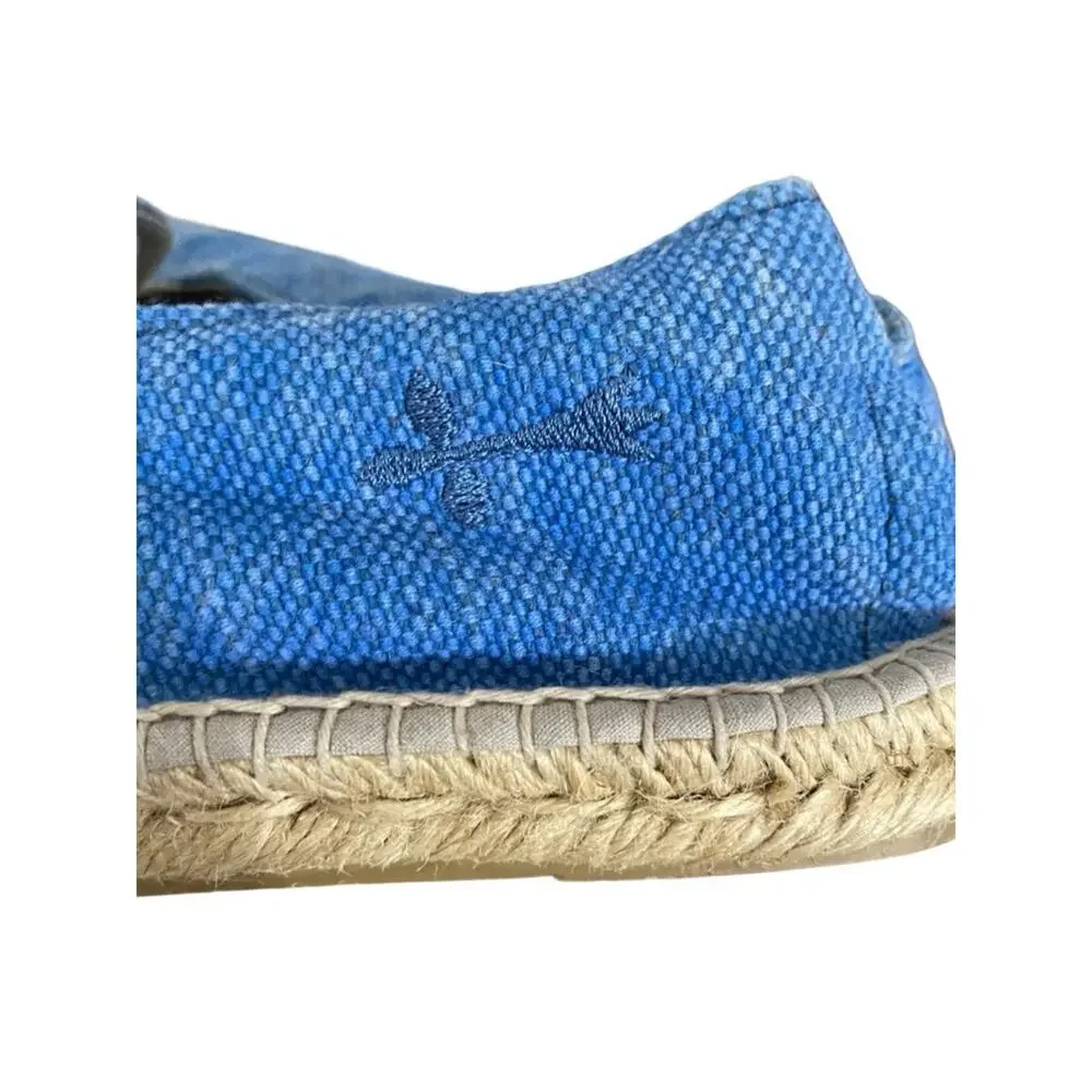 Manebi Distressed Blue Canvas Espadrille Slip-On Shoes size 39 US 9